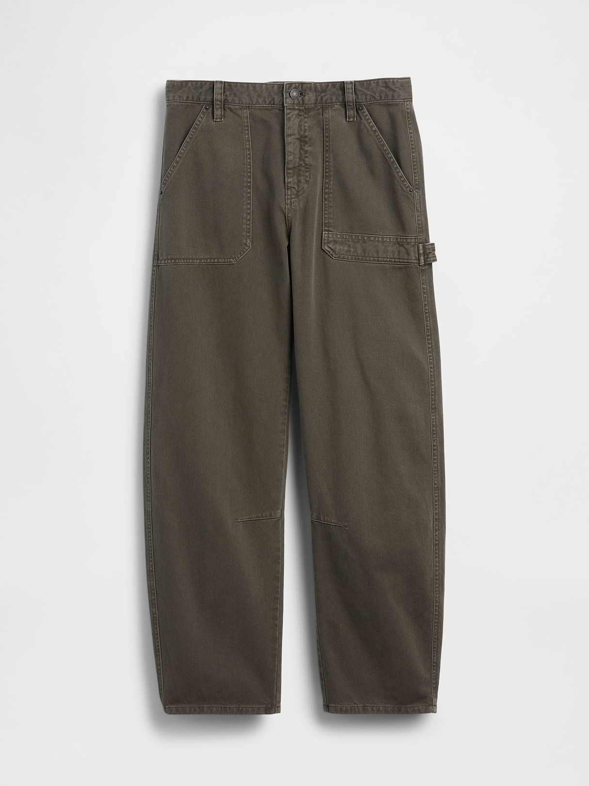 Mid Rise Barrel Utility Ankle Pants - Black moss green