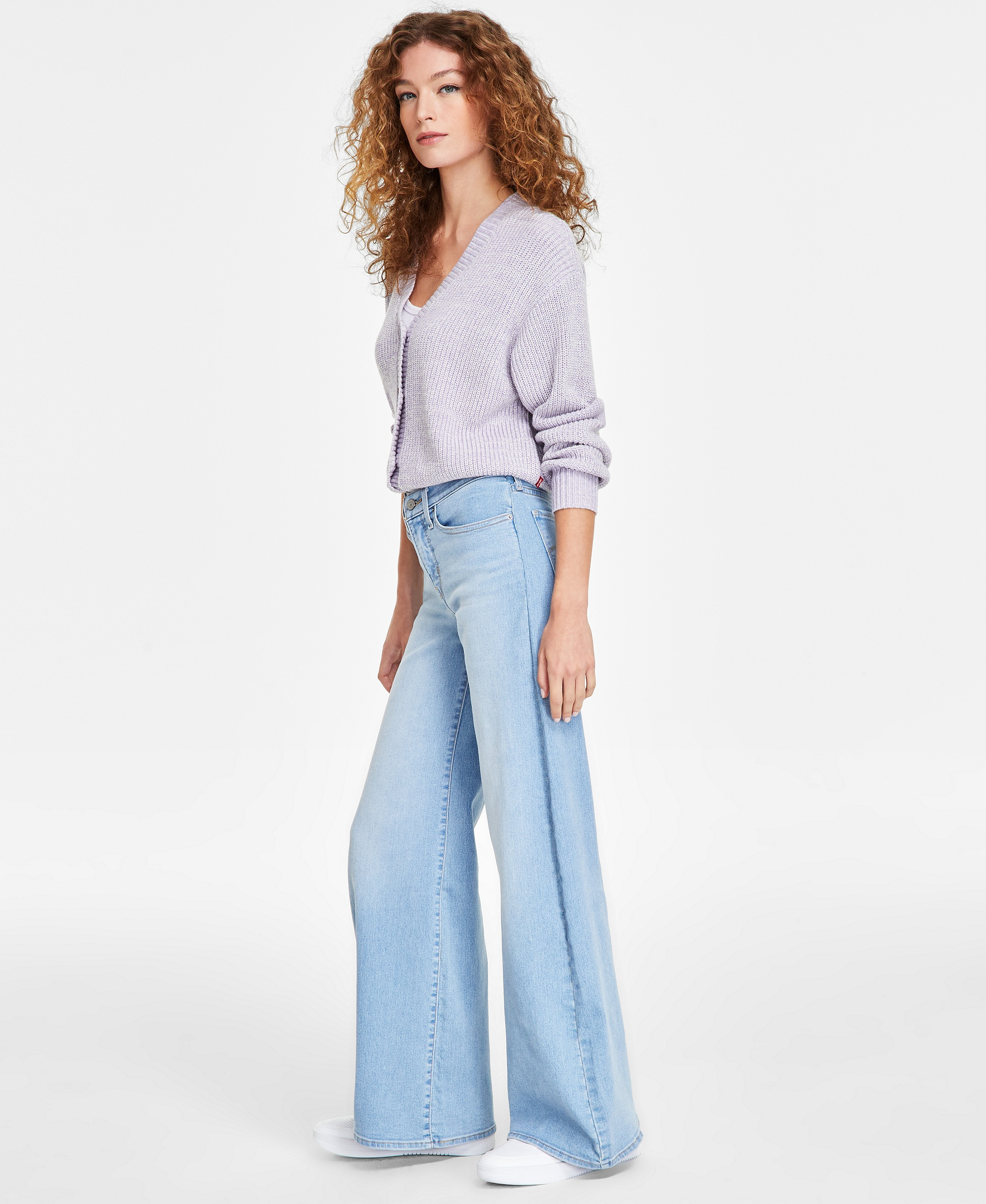 Levi's Women's 318 Shaping Stellar-Stretch Wide-Leg Jeans in short length - Tall Glass