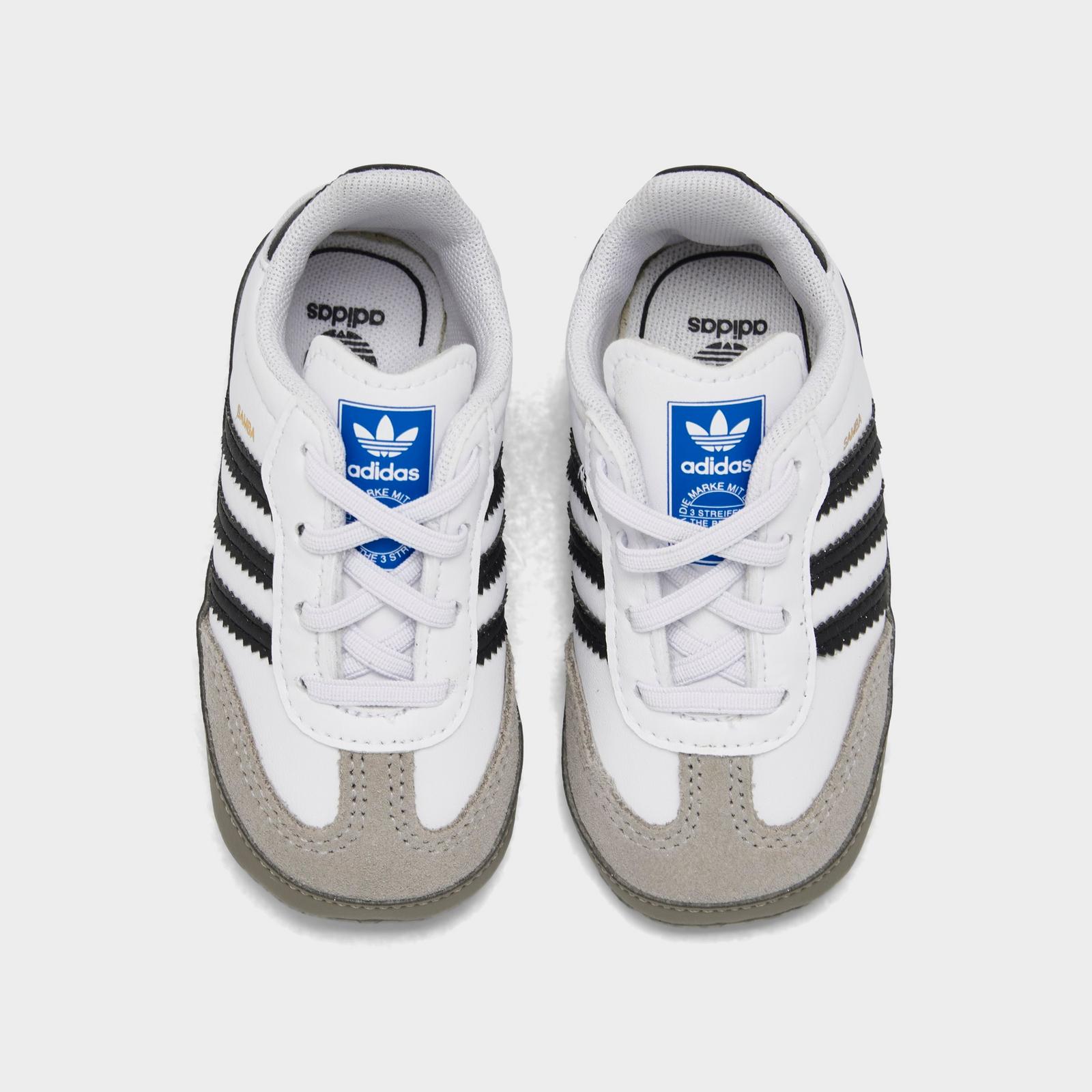 Infant adidas Originals Samba Stretch Lace Crib Shoes - White/Black/Clear Granite - view 5