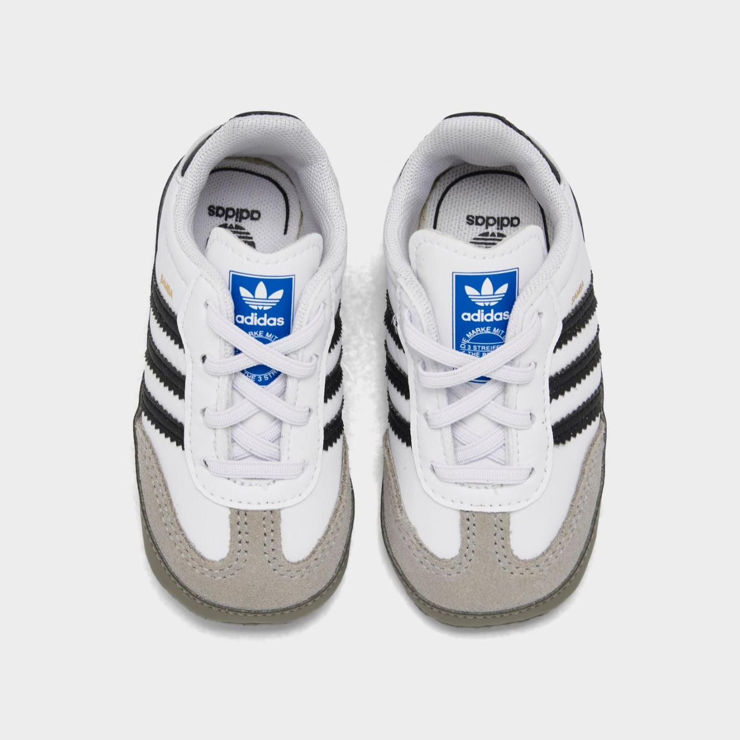 Infant adidas Originals Samba Stretch Lace Crib Shoes - White/Black/Clear Granite - view 5