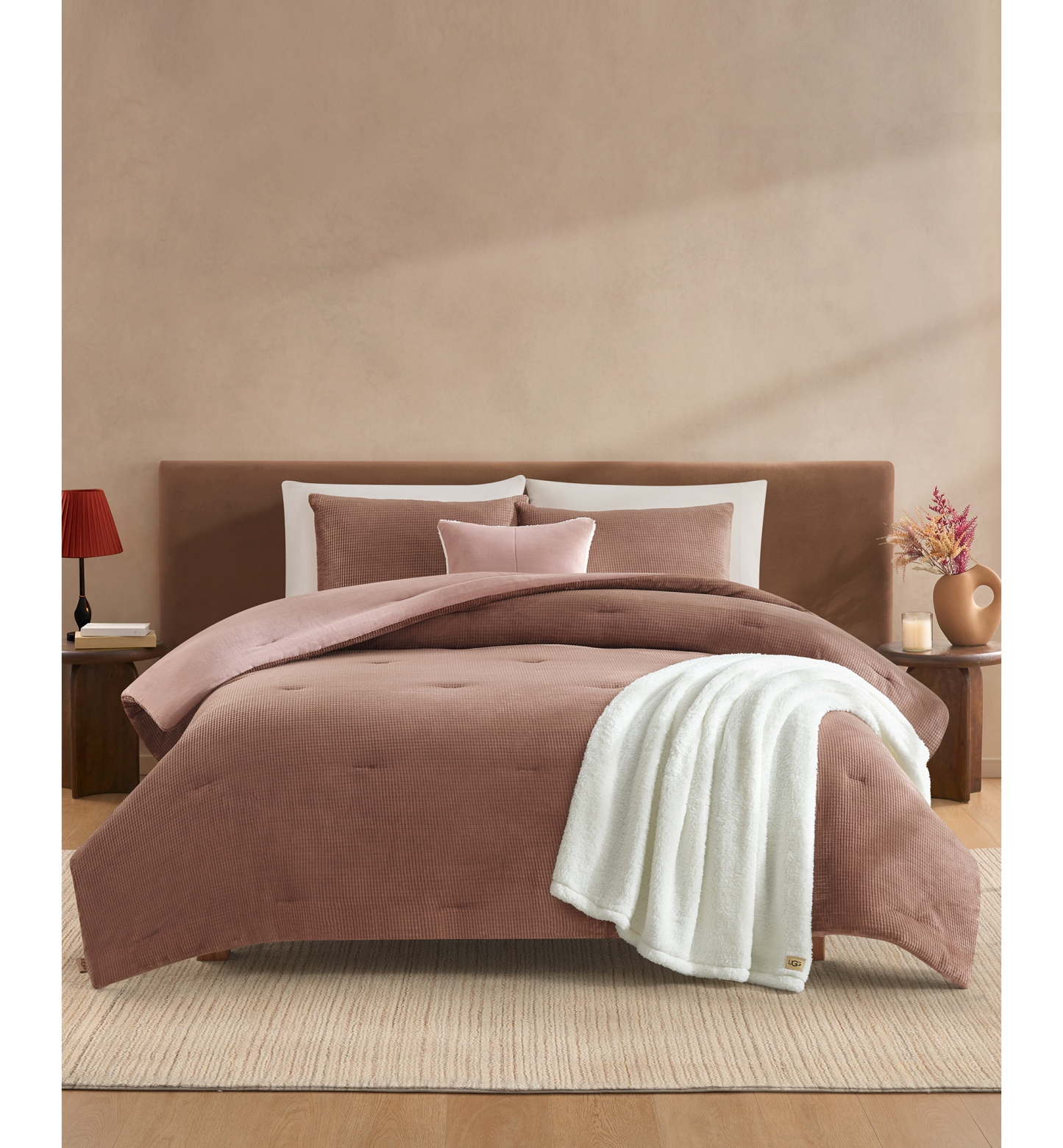 UGG® Brody Reversible Comforter Sets - Rosewood