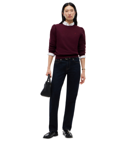 Tommy Hilfiger Women's Puff-Sleeve Script Sweatshirt - Deep Burgundy