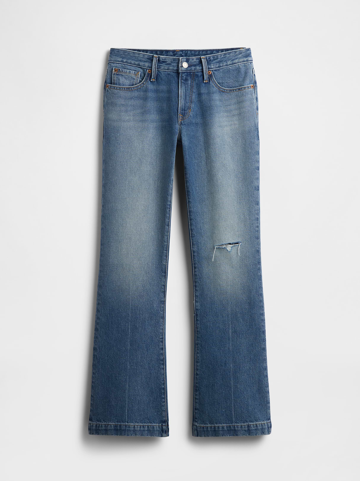 Low Rise Long & Lean Split-Hem Jeans - Medium wash