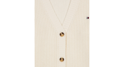 Tommy Hilfiger Girls' 7-16 Shaker Rib Cardigan Sweater - Natural