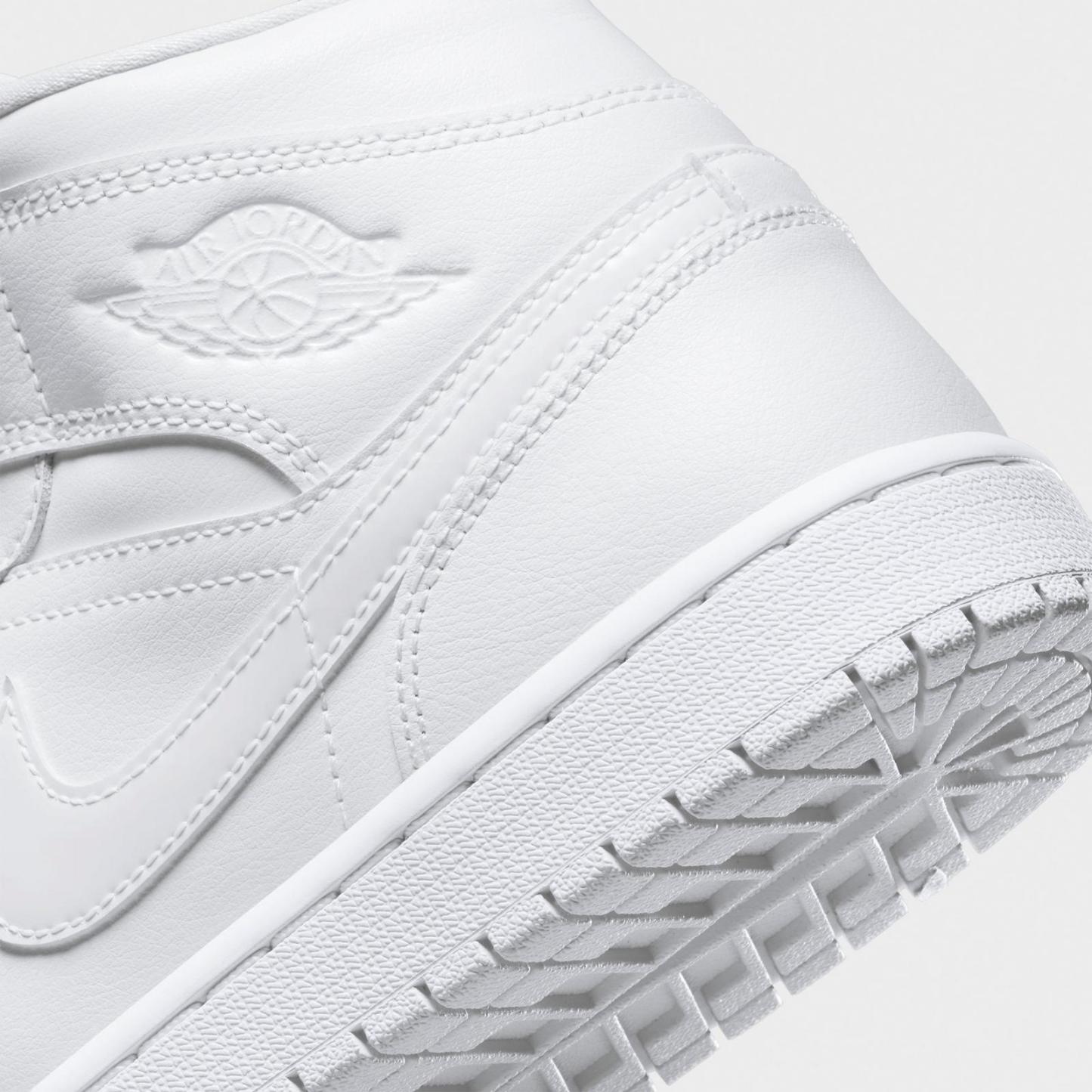 Women's Air Jordan Retro 1 Mid Casual Shoes - White/White/White - view 3