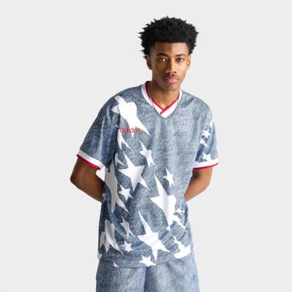Men's adidas Denim Graphic Soccer Jersey - White/Dark Blue - view 1