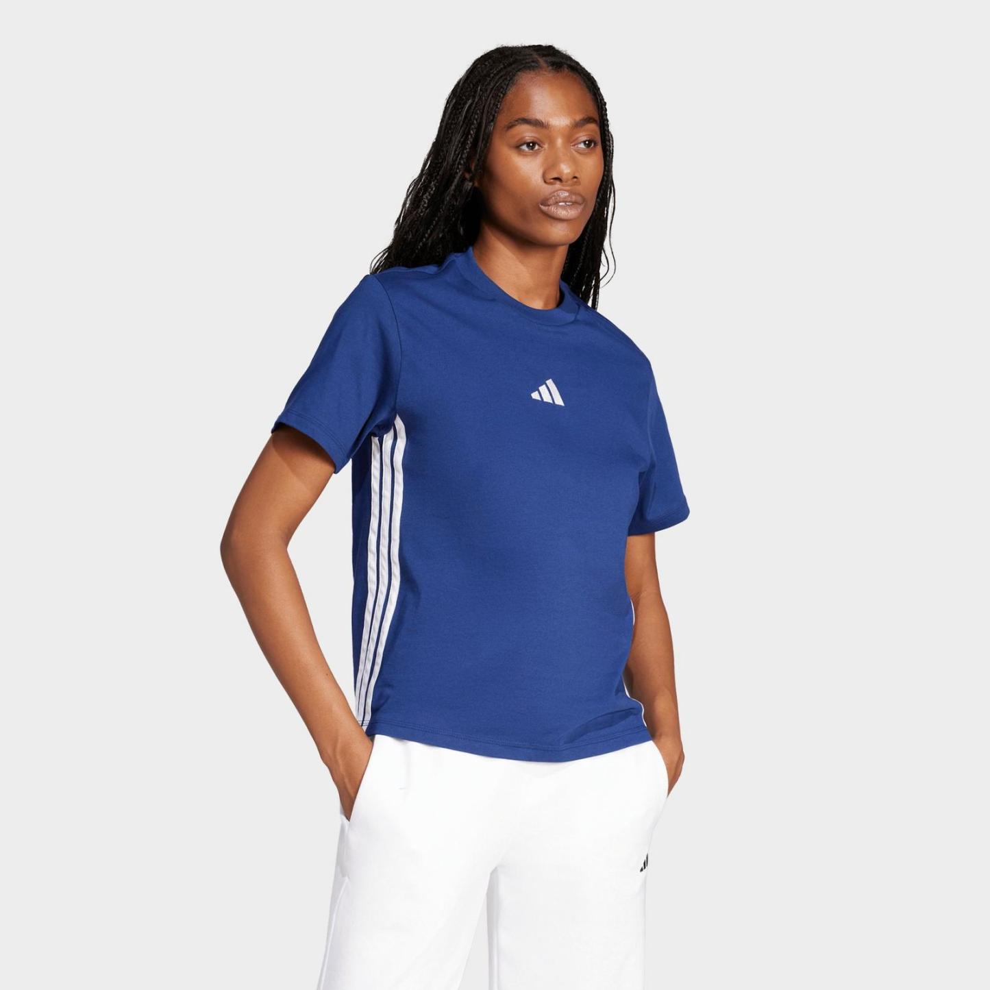 Women's adidas Essentials 3-Stripes Cotton T-Shirt - Dark Blue/White - view 2