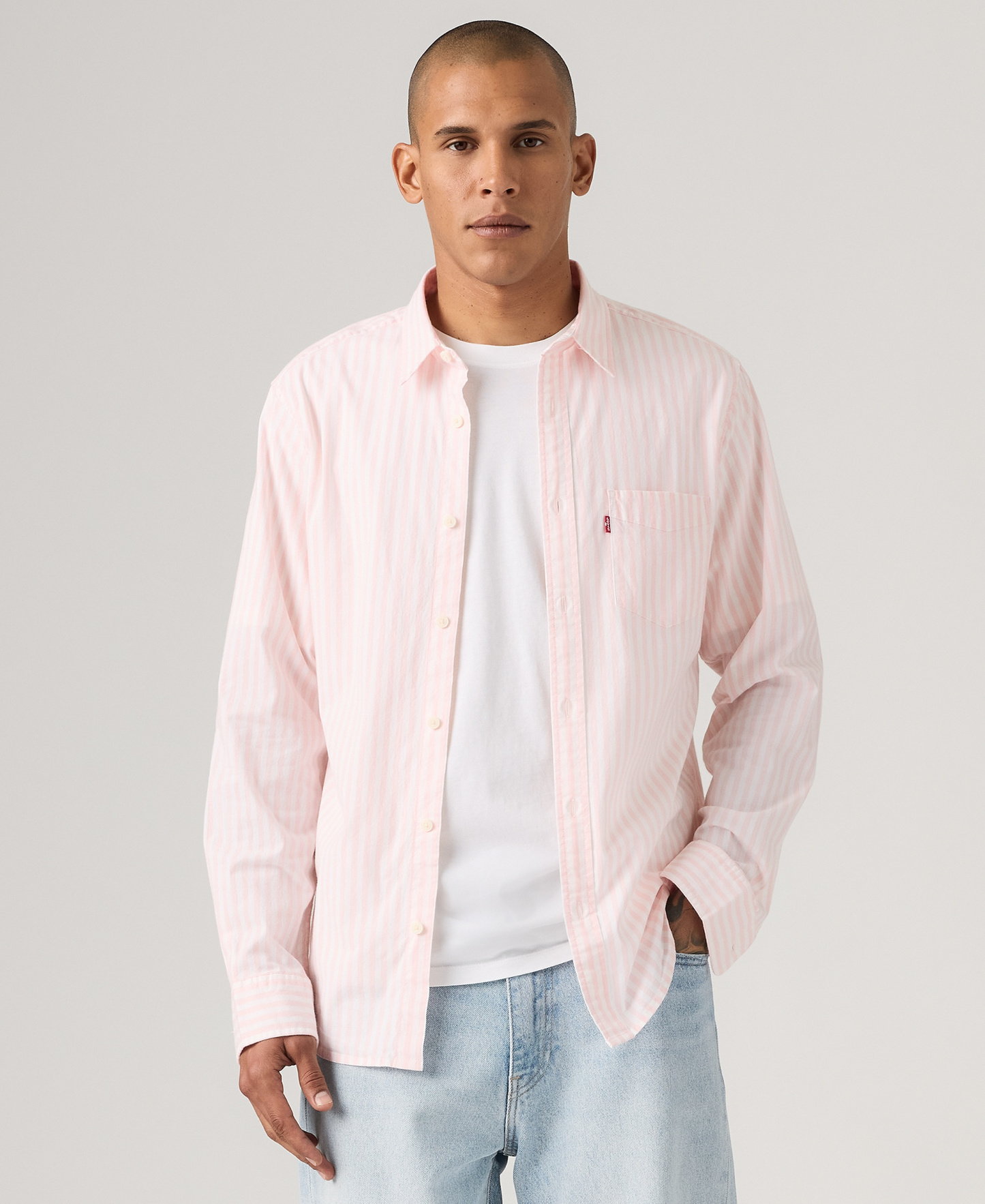 Levi's Men's Classic Pocket Regular-Fit Long-Sleeve Shirt - Light Pastel Pink