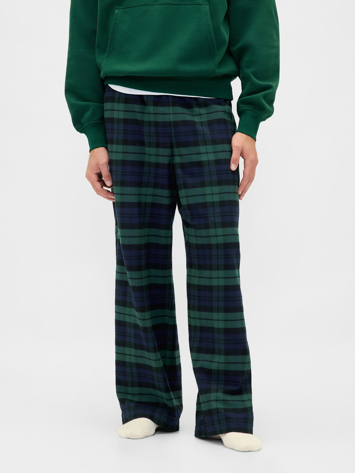 Adult Softest Flannel PJ Pants - Black watch plaid print