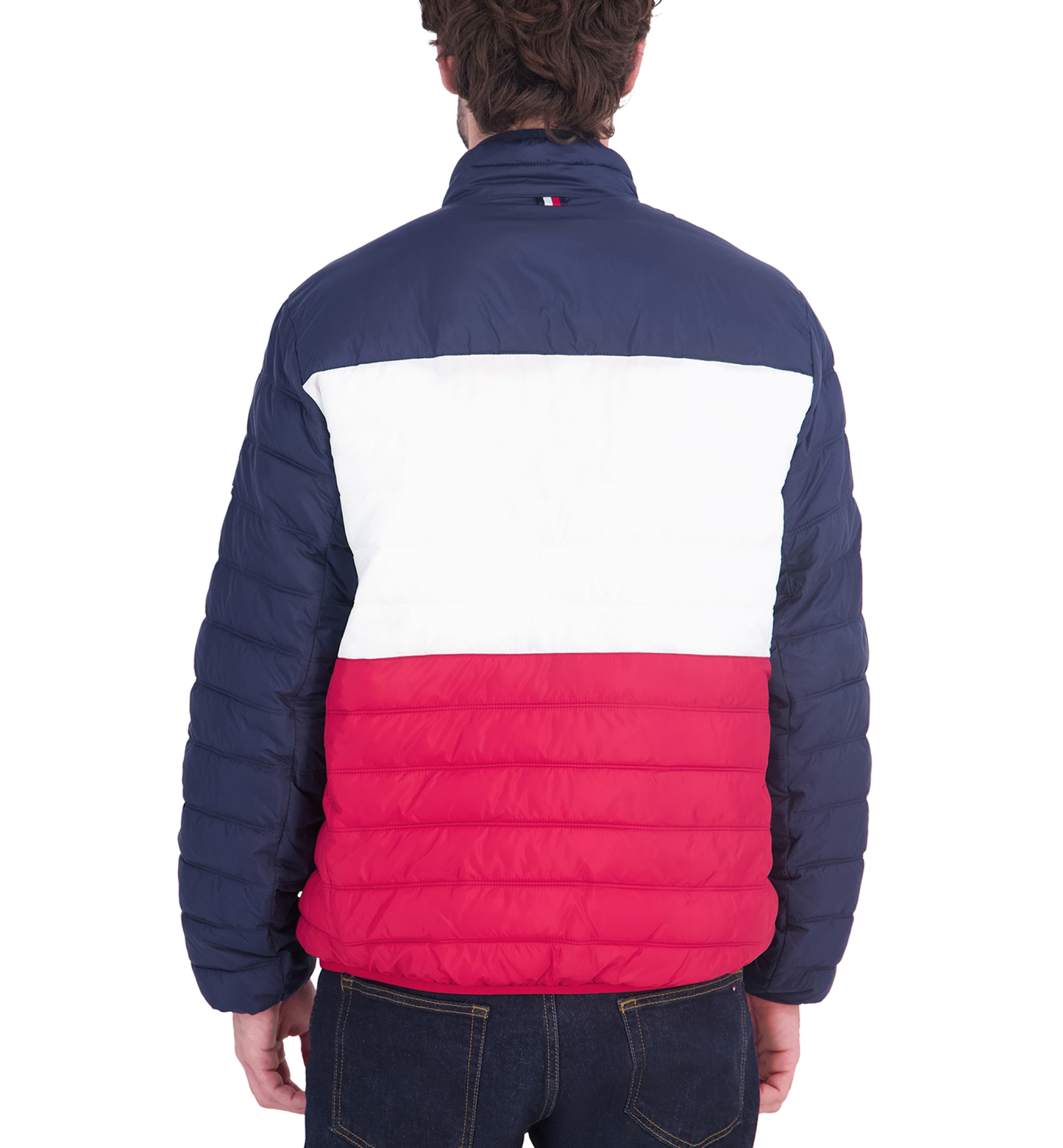 Tommy Hilfiger Men's Unhooded Packable Jacket - Red/White/Blue Colorblock