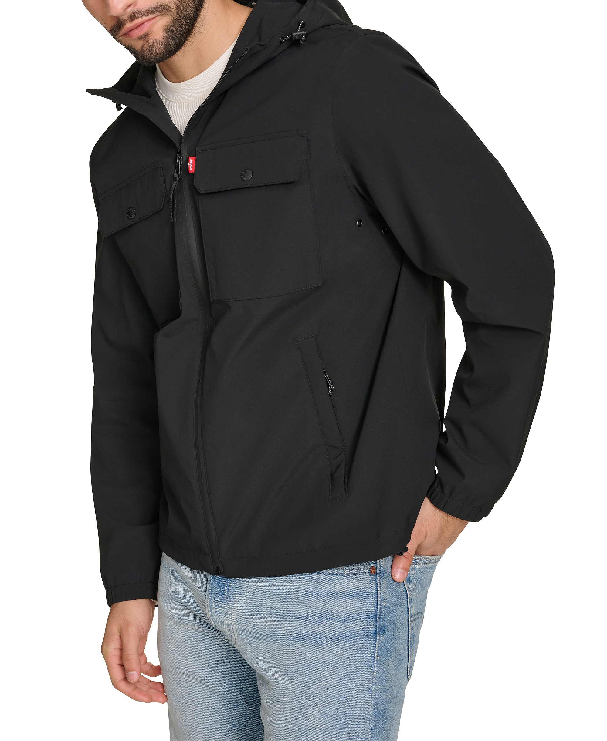 Levi's Men's Hooded Rain Jacket - Black