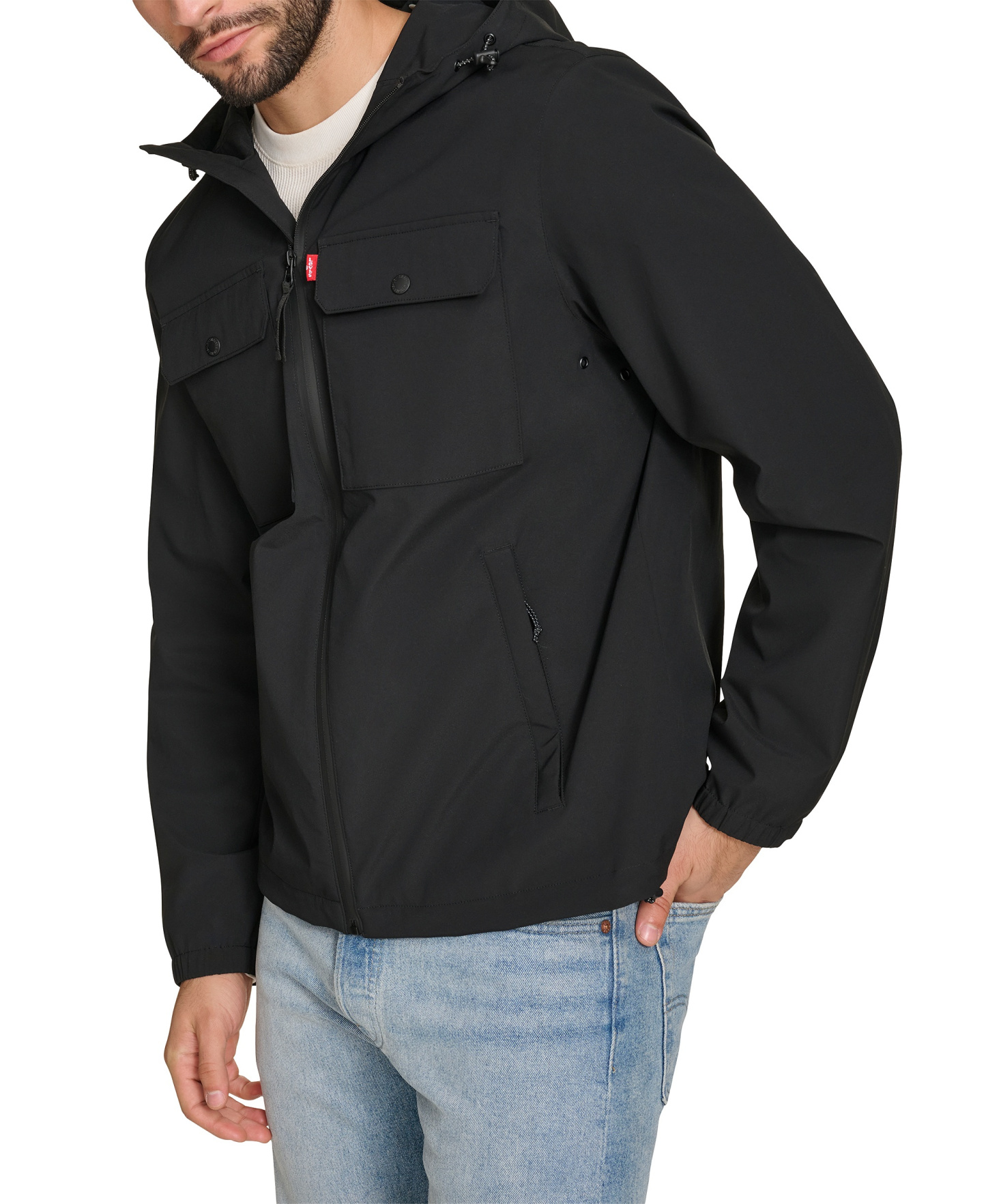 Levi's Men's Hooded Rain Jacket - Black