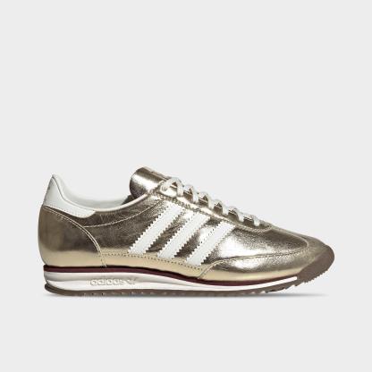 Women's adidas Originals SL 72 OG Pony Print Casual Shoes - Gold Metallic/Off White/Shadow Red - Left shoe facing left. Outside of the shoe.