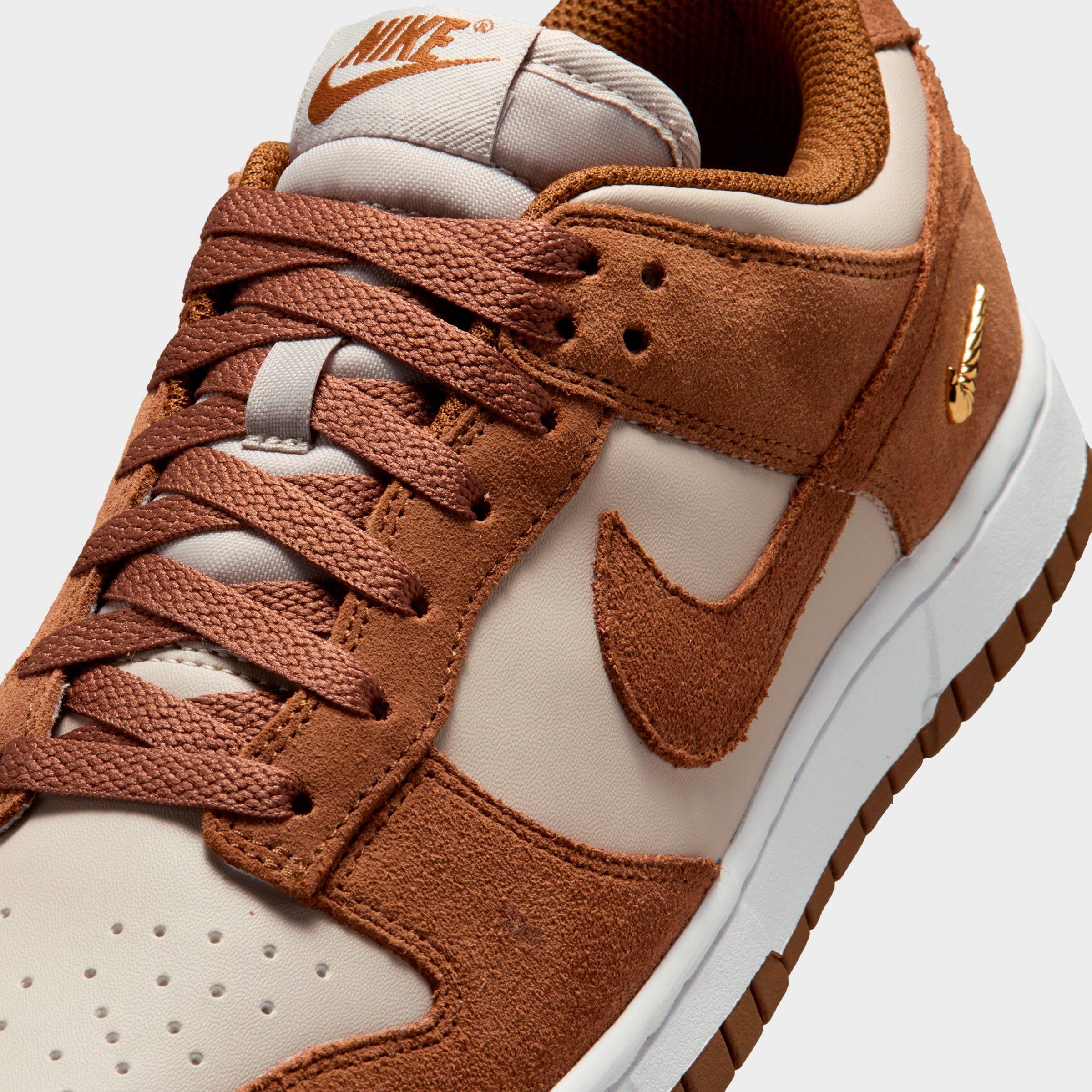 Women's Nithtke Dunk Low Mini Swoosh Casual Shoes - Light British Tan/Cream II/White/Light British Tan - Detail shot
