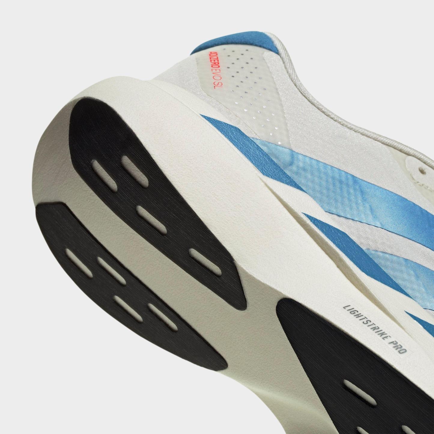 Women's adidas Adizero EVO SL Woven Running Shoes - Part 1 - Off White/Light Blue/Off White - Detail shot