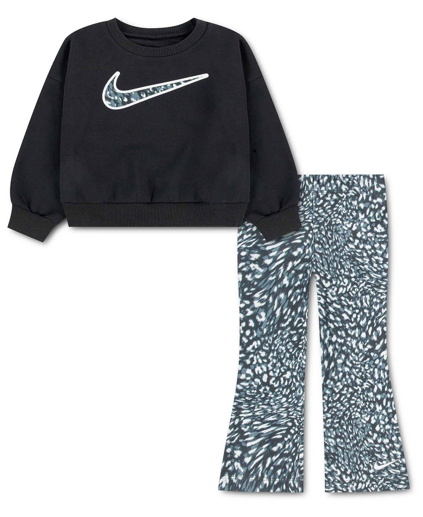Nike Toddler Girls' 2T-4T Printed Top and Leggings, 2-Piece Set - Black