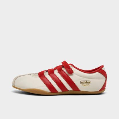 Women's adidas Originals Tokyo MJ Casual Shoes - Part 1 - Cream White/Red/Gold Metallic - Left shoe facing left. Outside of the shoe.