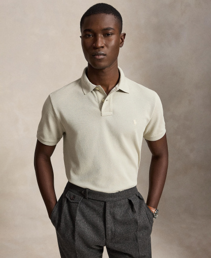 Polo Ralph Lauren Men's Custom Slim-Fit Mesh Polo Shirt - Classic Stone/C8125