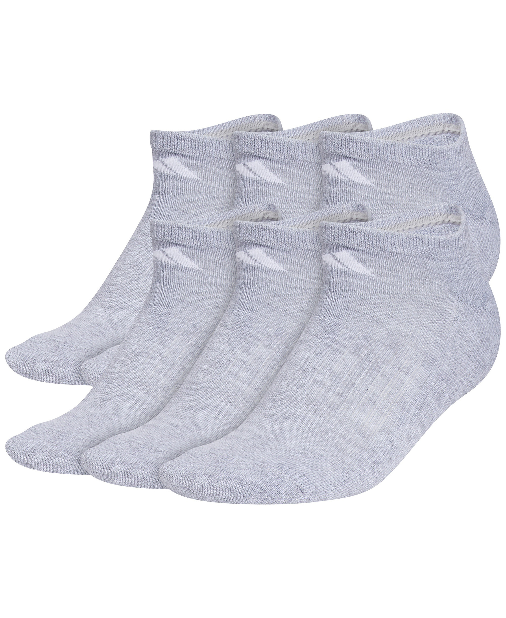 adidas Women's No Show Athletic Cushioned Socks, 6-Pack - Cool Light Heather/white