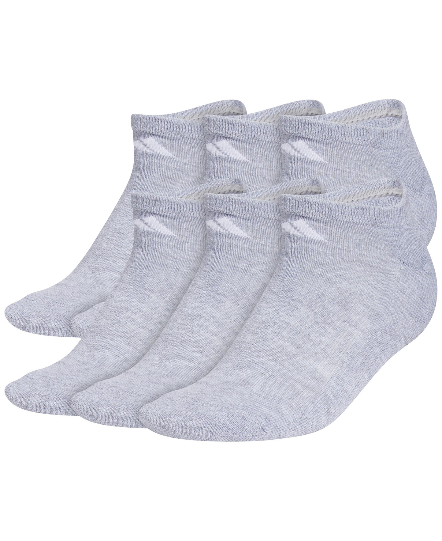 adidas Women's No Show Athletic Cushioned Socks, 6-Pack - Cool Light Heather/white