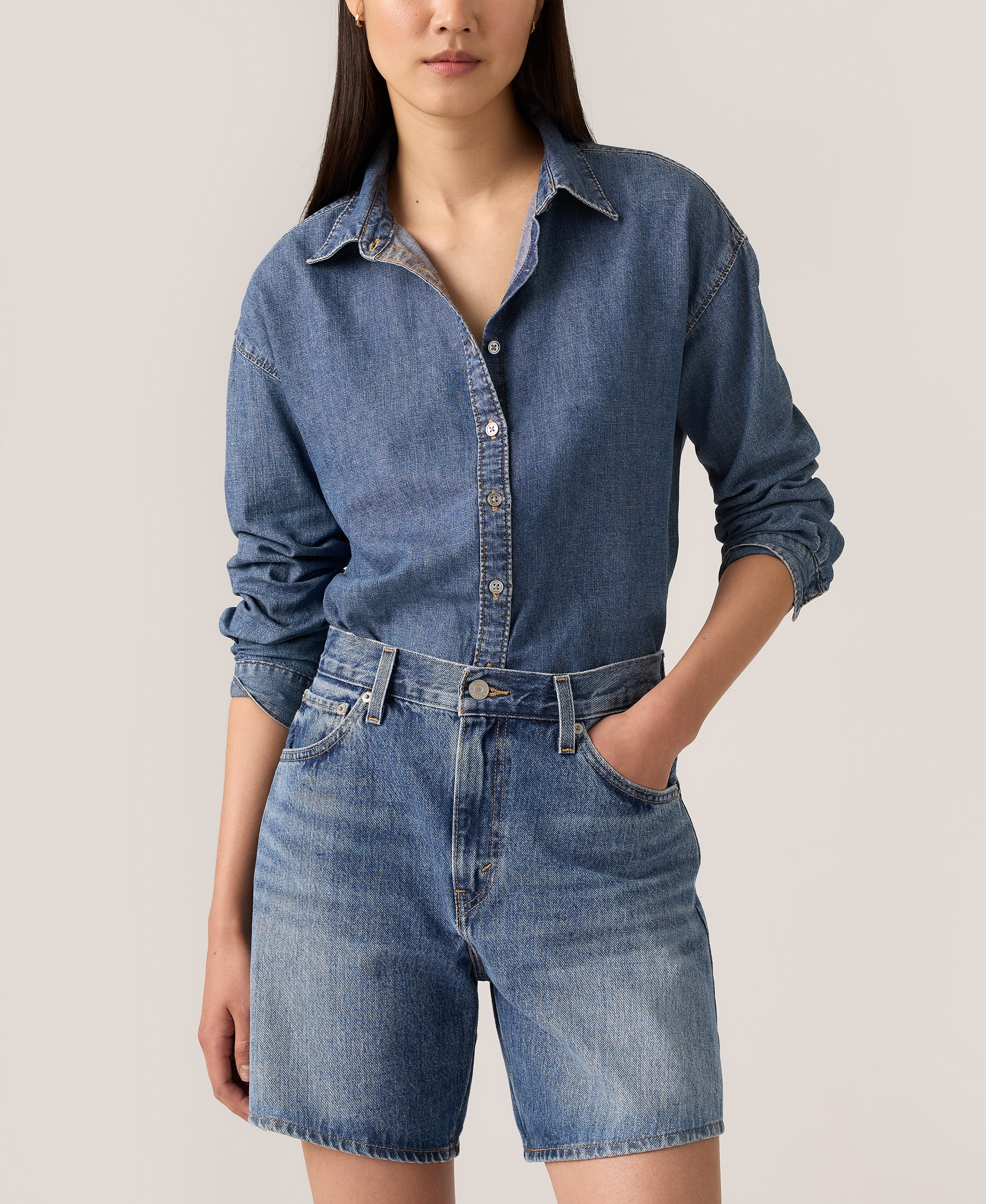 Levi's Premium Women's High-Rise Baggy Denim Shorts - Worn Memor