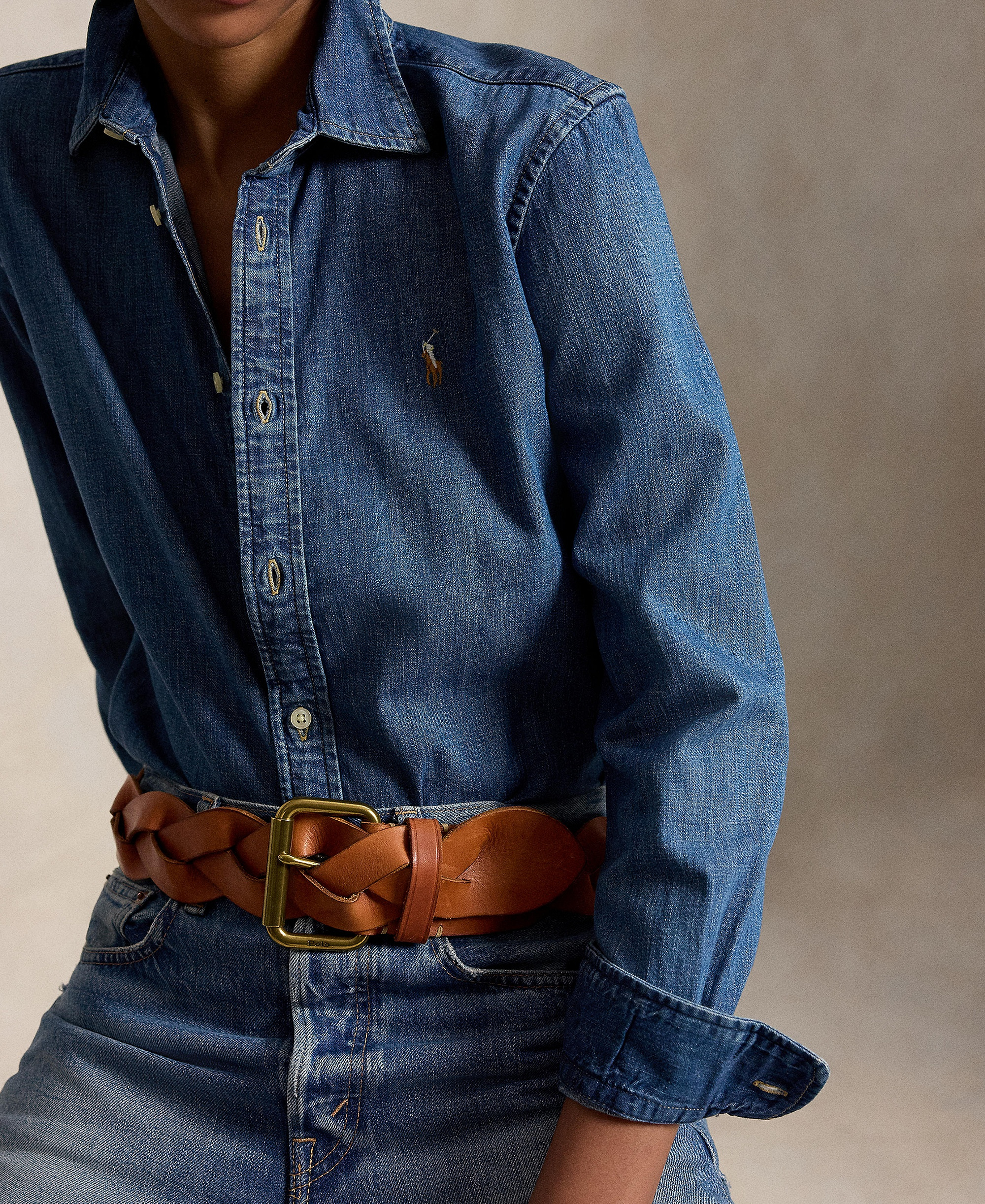 Polo Ralph Lauren Women's Slim-Fit Denim Shirt - Merced Wash