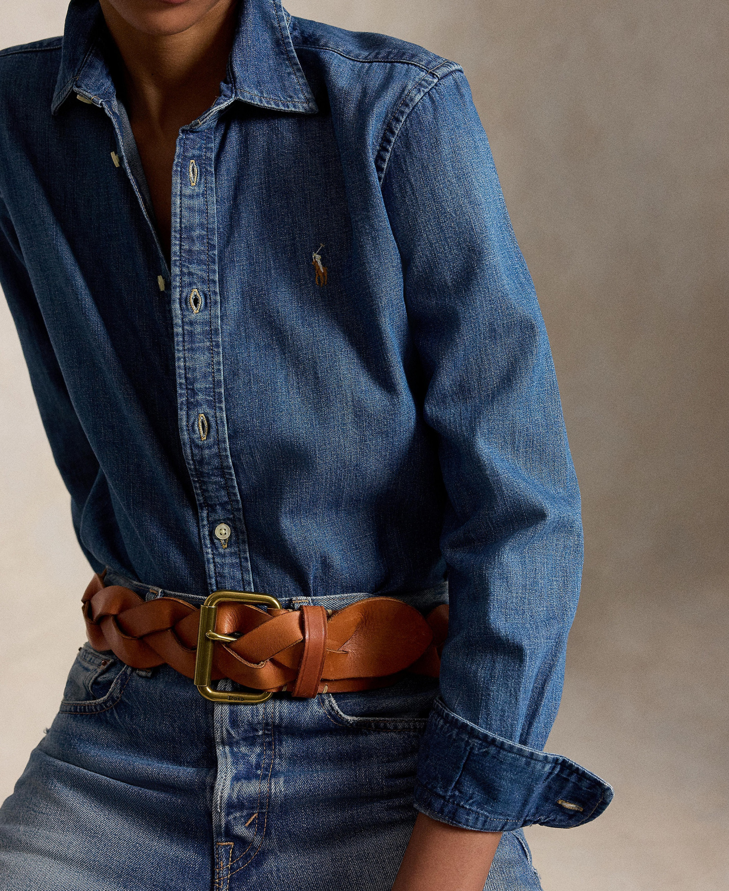 Polo Ralph Lauren Women's Slim-Fit Denim Shirt - Merced Wash