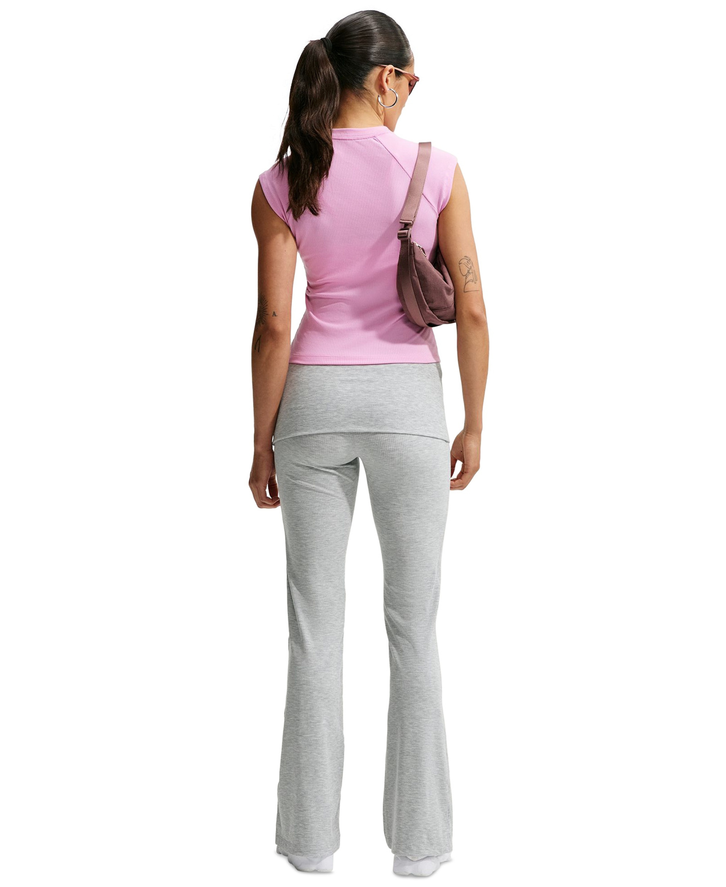 Nike Women's Sportswear Chill Knit Mid-Rise Tight Ribbed Pants - Wolf Grey/htr/white