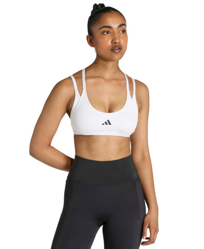 adidas Women's Optime Workout Strappy Light Support Training Bra - White