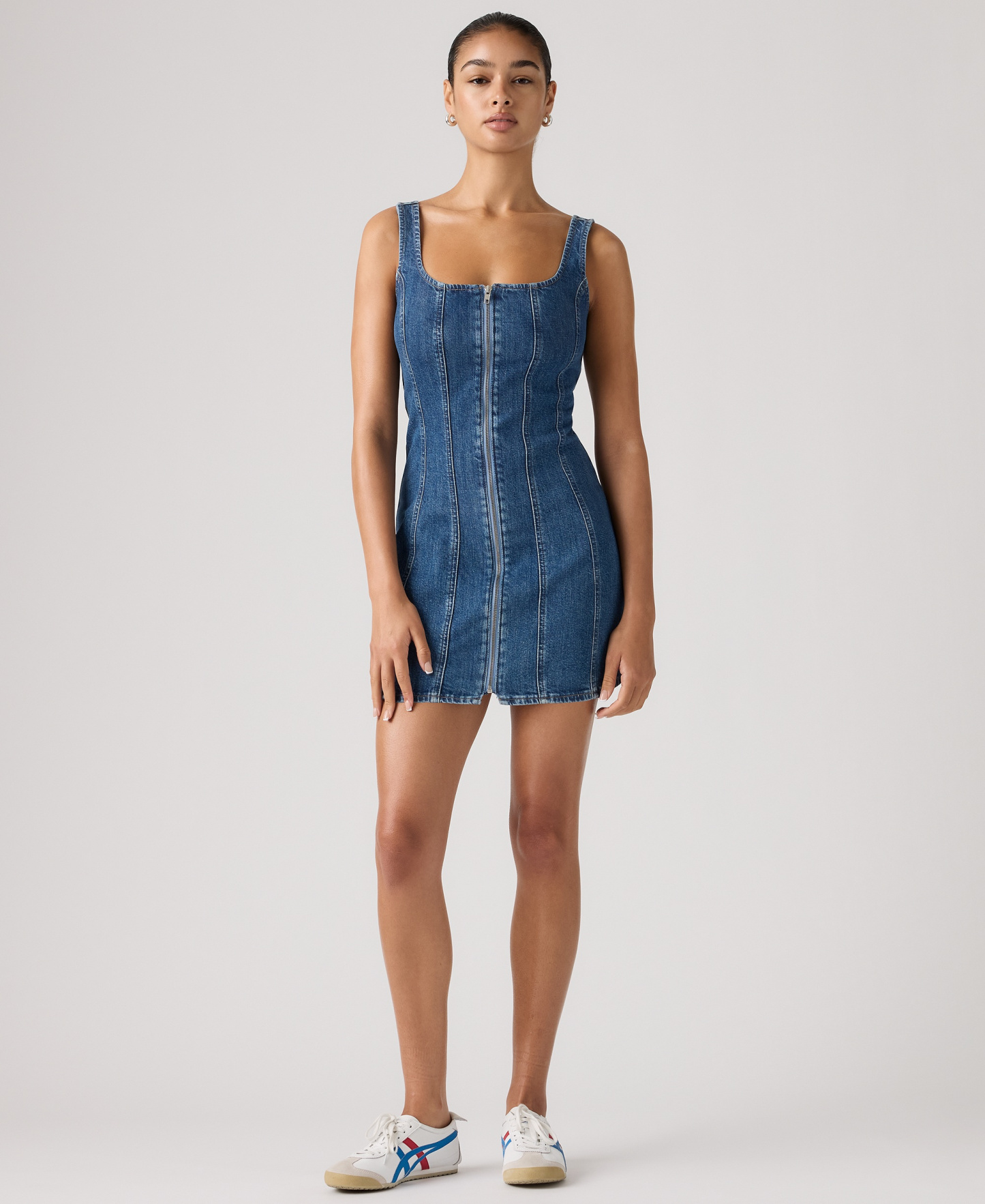 Levi's Premium Women's Seamed Figure Hugging Slim Fit Square Neck Cotton Dress - Shes So Vague
