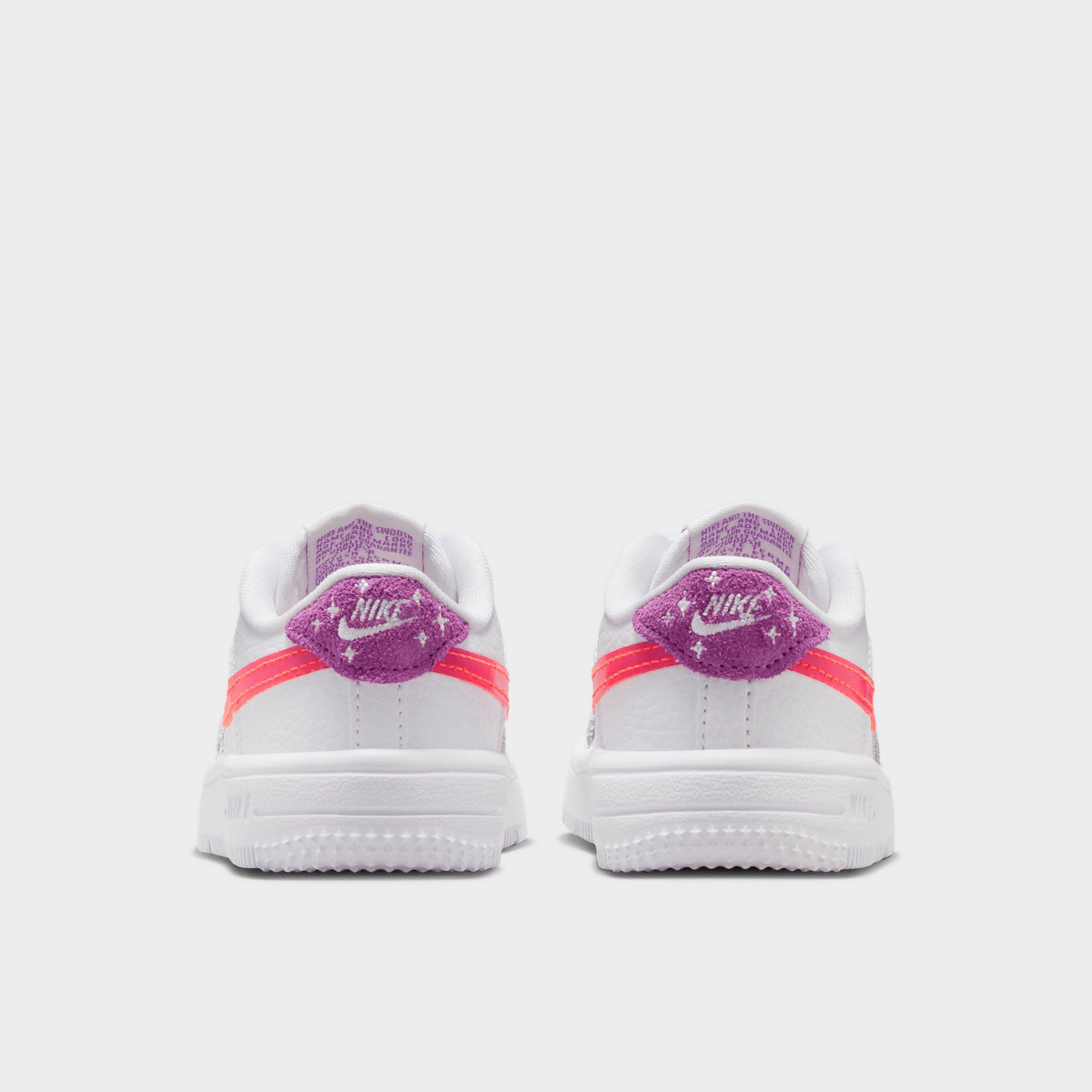 Infant and Kids' Toddler Nithtke Force 1 Low Casual Shoes - Part 1 - White/Turf Orange/Bright Violet - Back view