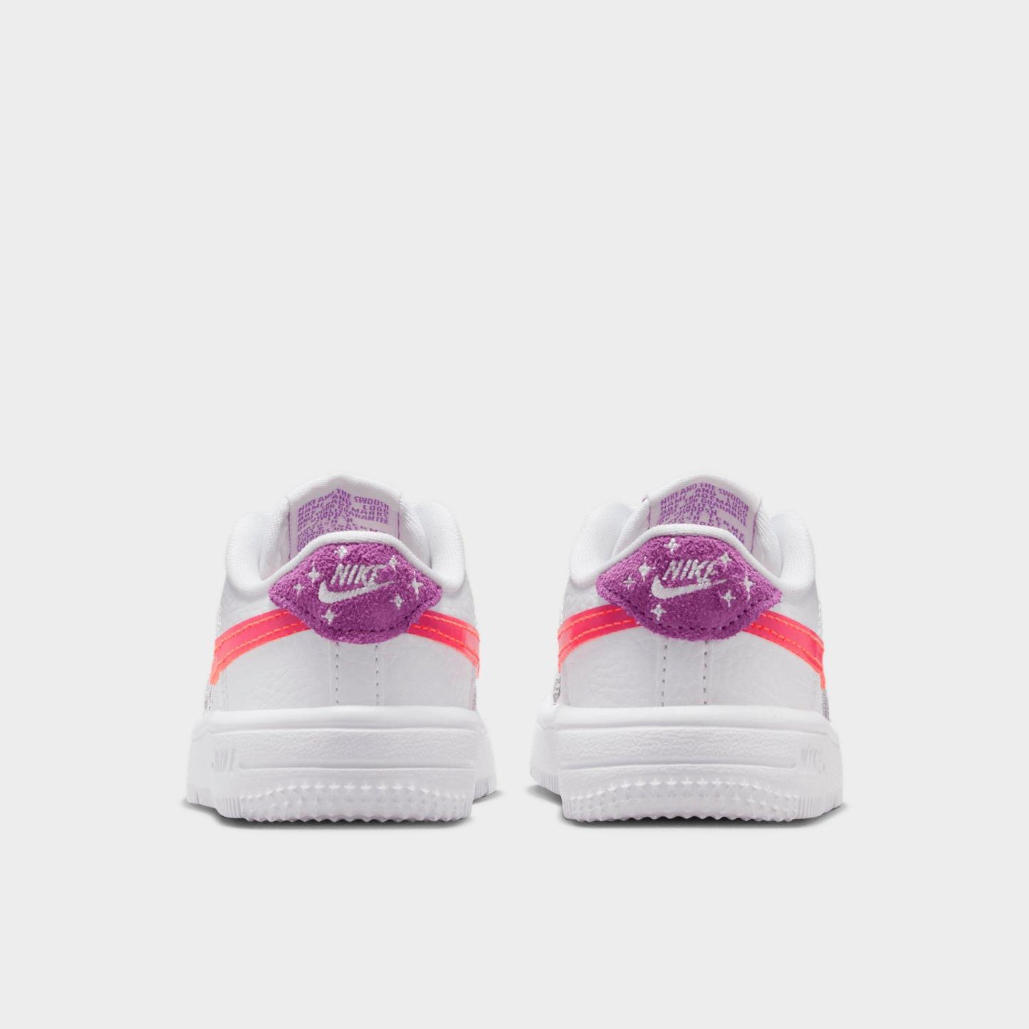 Infant and Kids' Toddler Nithtke Force 1 Low Casual Shoes - Part 1 - White/Turf Orange/Bright Violet - Back view
