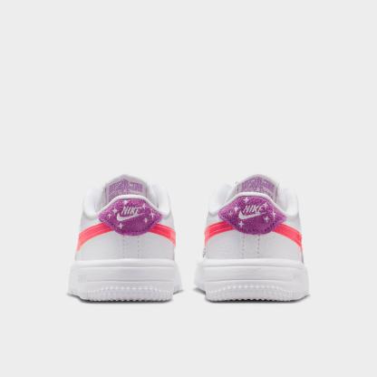 Infant and Kids' Toddler Nithtke Force 1 Low Casual Shoes - Part 1 - White/Turf Orange/Bright Violet - Back view