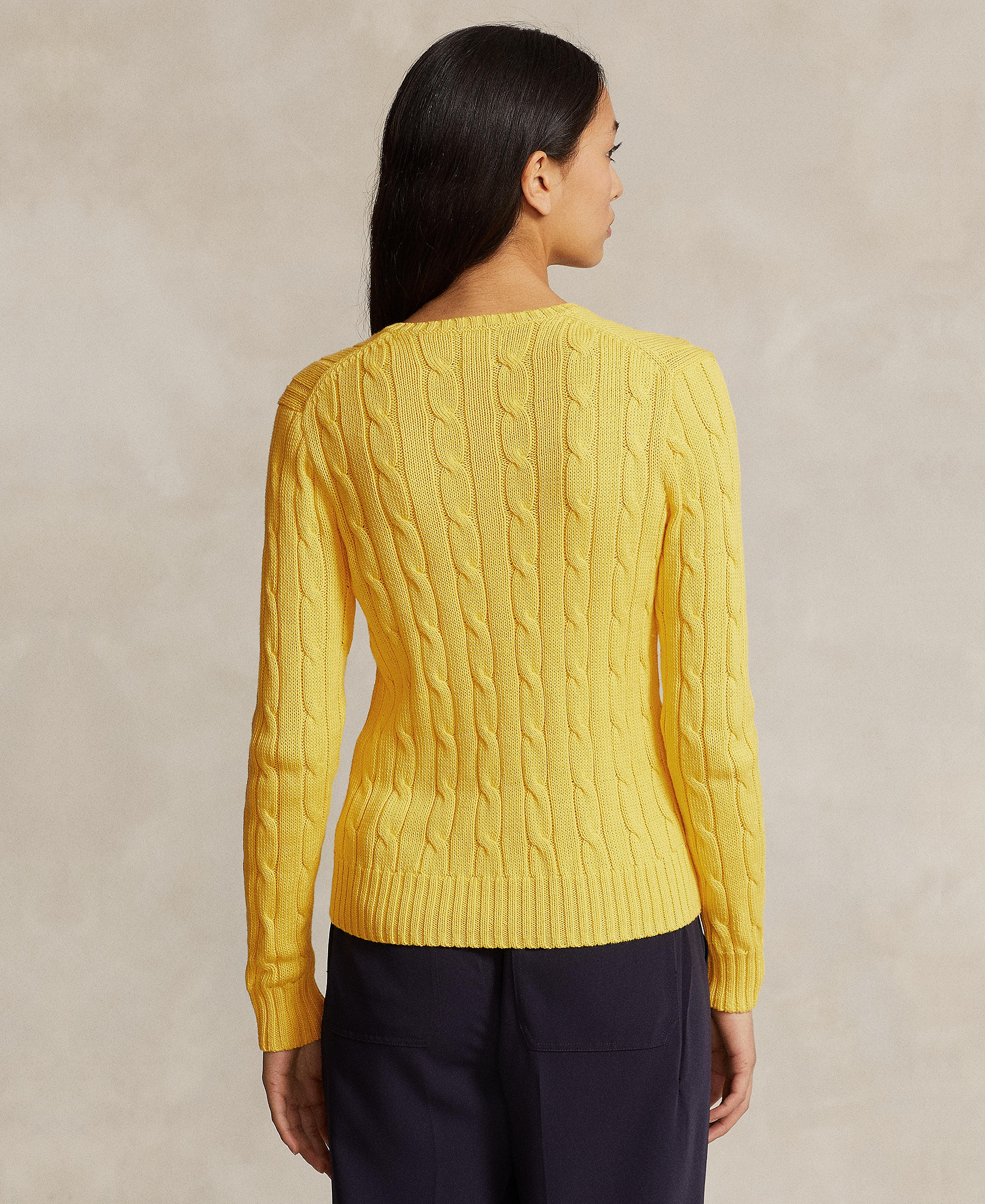 Polo Ralph Lauren Women's Cable-Knit Cotton V-Neck Sweater - Trainer Yellow