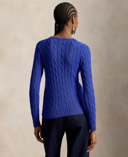 Polo Ralph Lauren Women's Cable-Knit Cotton V-Neck Sweater - Rugby Royal
