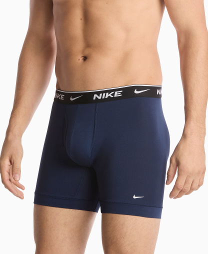 Nike Mens Dri-FIT Essential Cotton Stretch Boxer Briefs, 3-Pack - Obsidian/Game Royal/Black