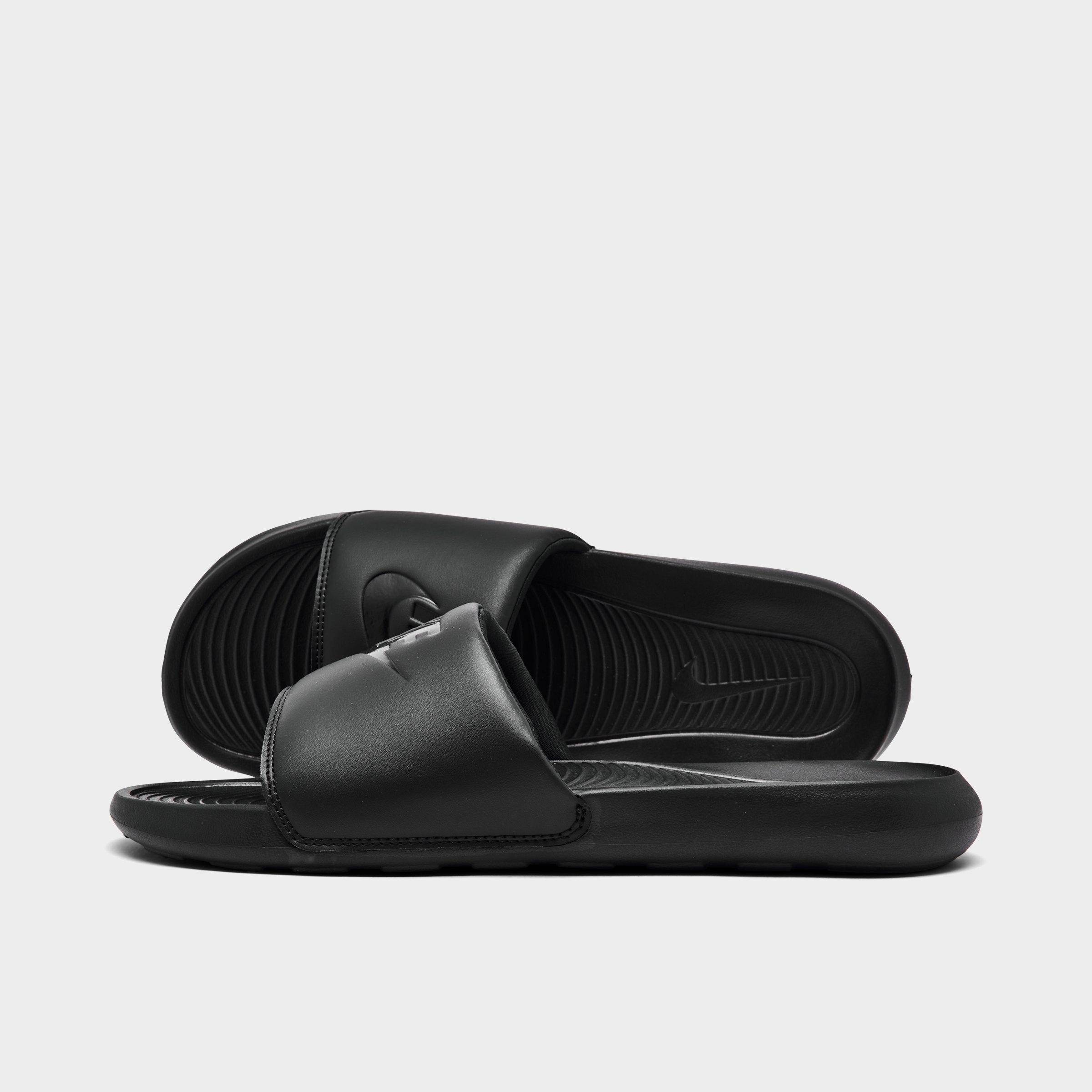 Men's Nithtke Victori One Slide Sandals - Black/Black/Black - Left shoe facing left. Outside of the shoe.