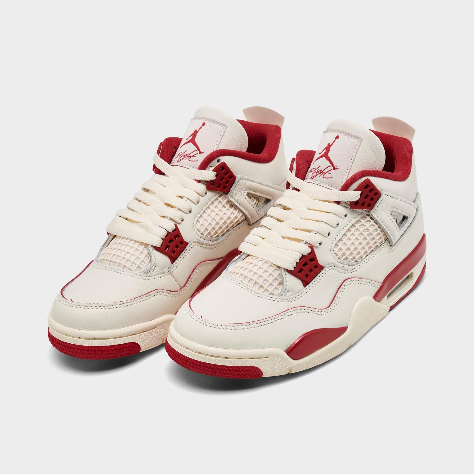 Women's Air Jordan Retro 4 Casual Shoes - Pale Ivory/Sierra Red/Tough Red - view 2