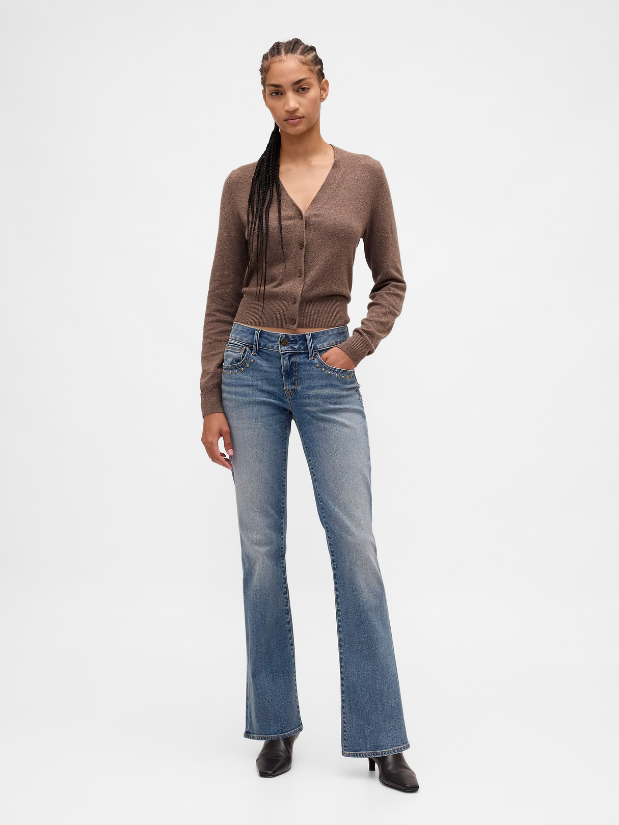 Low Rise Long & Lean Split-Hem Jeans - Medium indigo