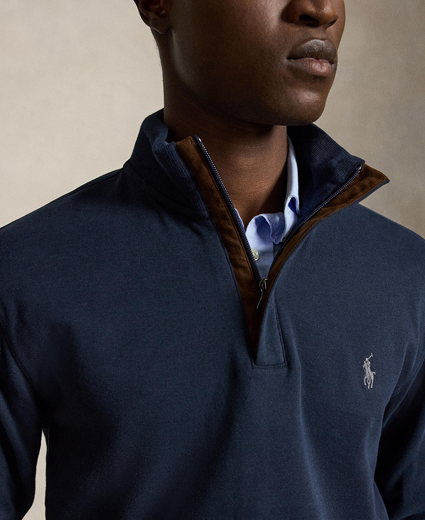 Polo Ralph Lauren Men's Luxury Jersey Quarter-Zip Pullover Sweater - Navy