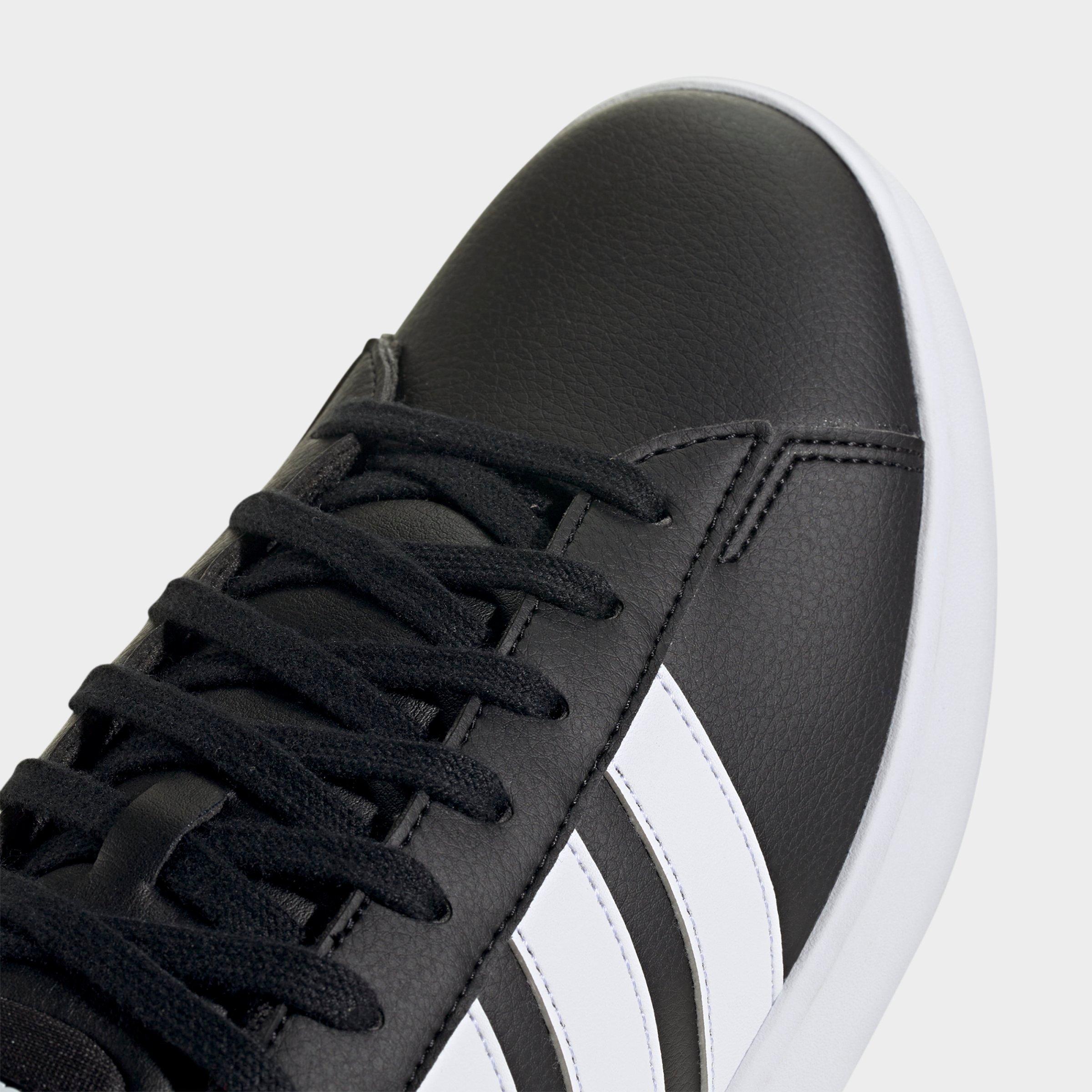 Men's adidas Grand Court Casual Shoes (Wide Width) - Core Black/Cloud White/Cloud White - Detail shot