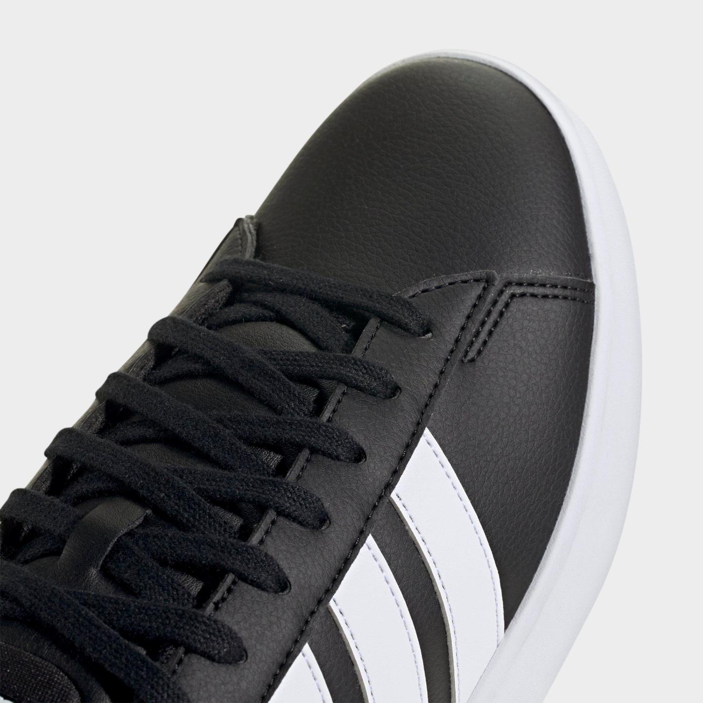 Men's adidas Grand Court Casual Shoes (Wide Width) - Core Black/Cloud White/Cloud White - Detail shot