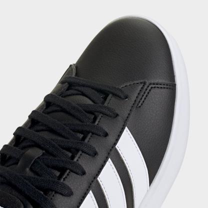 Men's adidas Grand Court Casual Shoes (Wide Width) - Core Black/Cloud White/Cloud White - Detail shot
