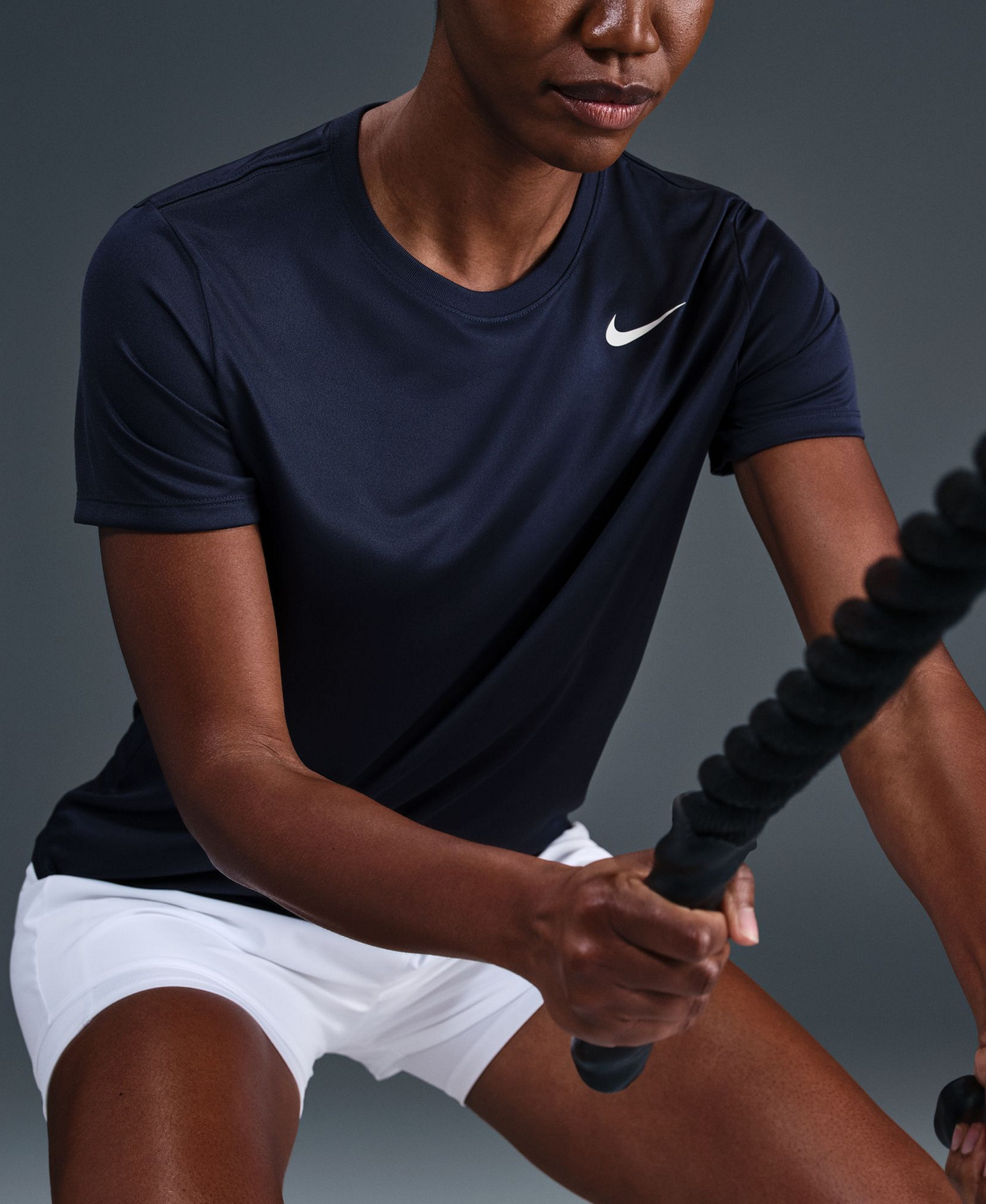 Nike Women's Dri-FIT T-Shirt - Midnight Navy/white