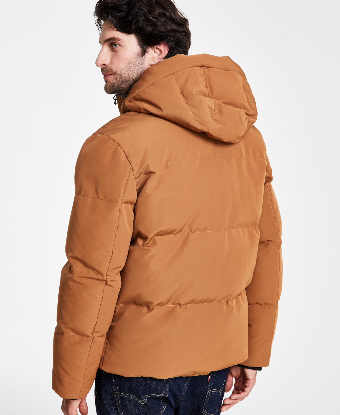 Levi's Men's Quilted Hooded Puffer Jacket - Brown