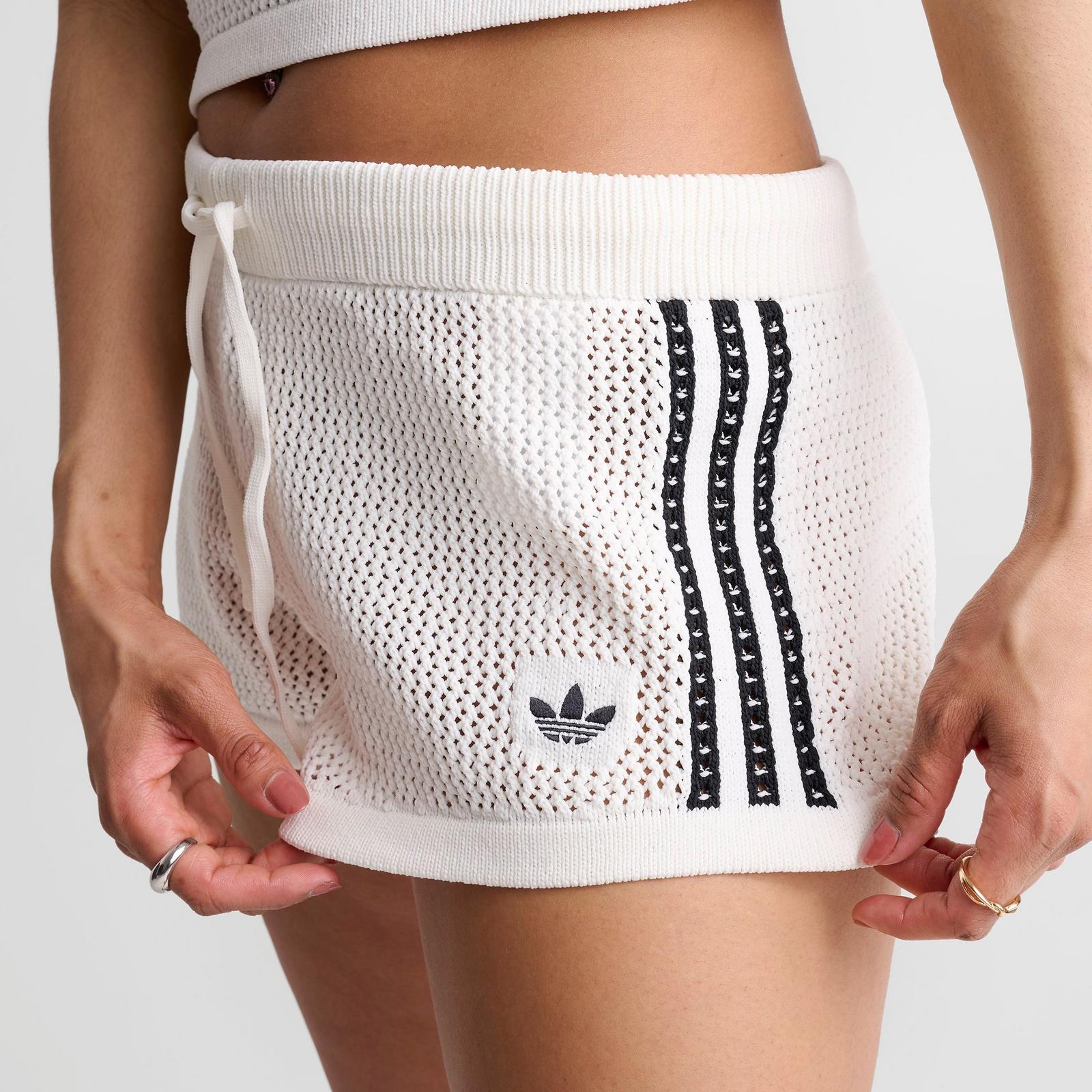 Women's adidas Originals Knitted Crochet Shorts - Off White - view 5