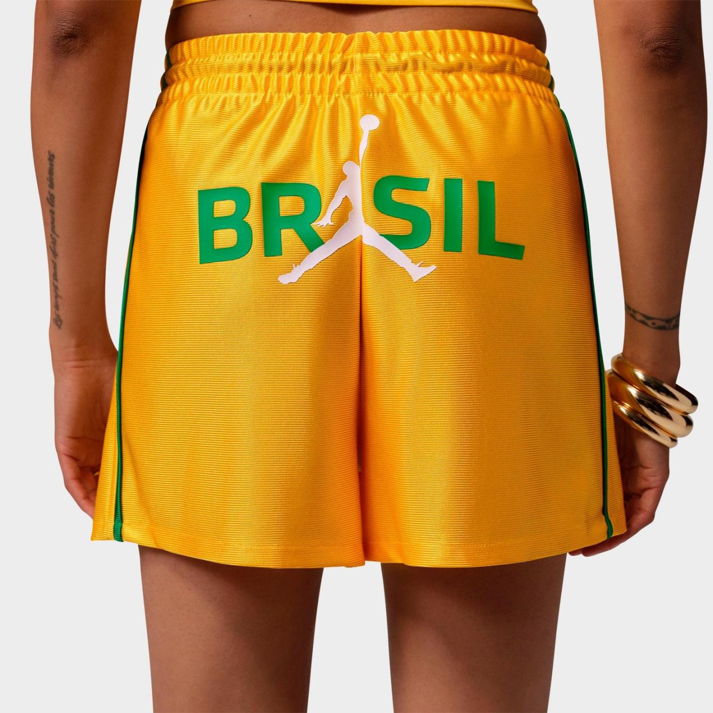 Women's Jordan Brooklyn Brazil Knit Shorts - Varsity Maize/Lucky Green - view 3