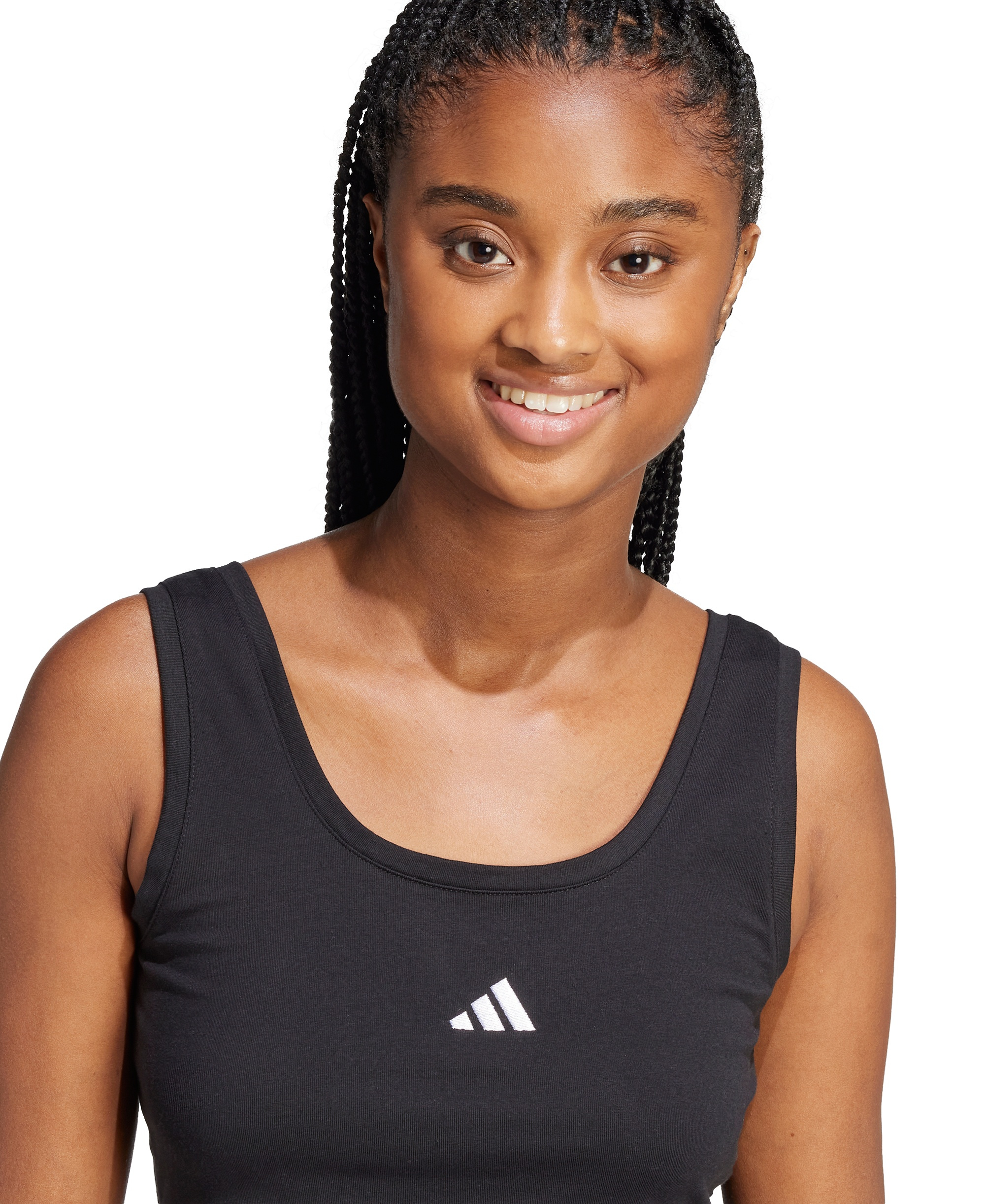 adidas Women's Essentials Small Logo Cotton Tank Top - Black/White