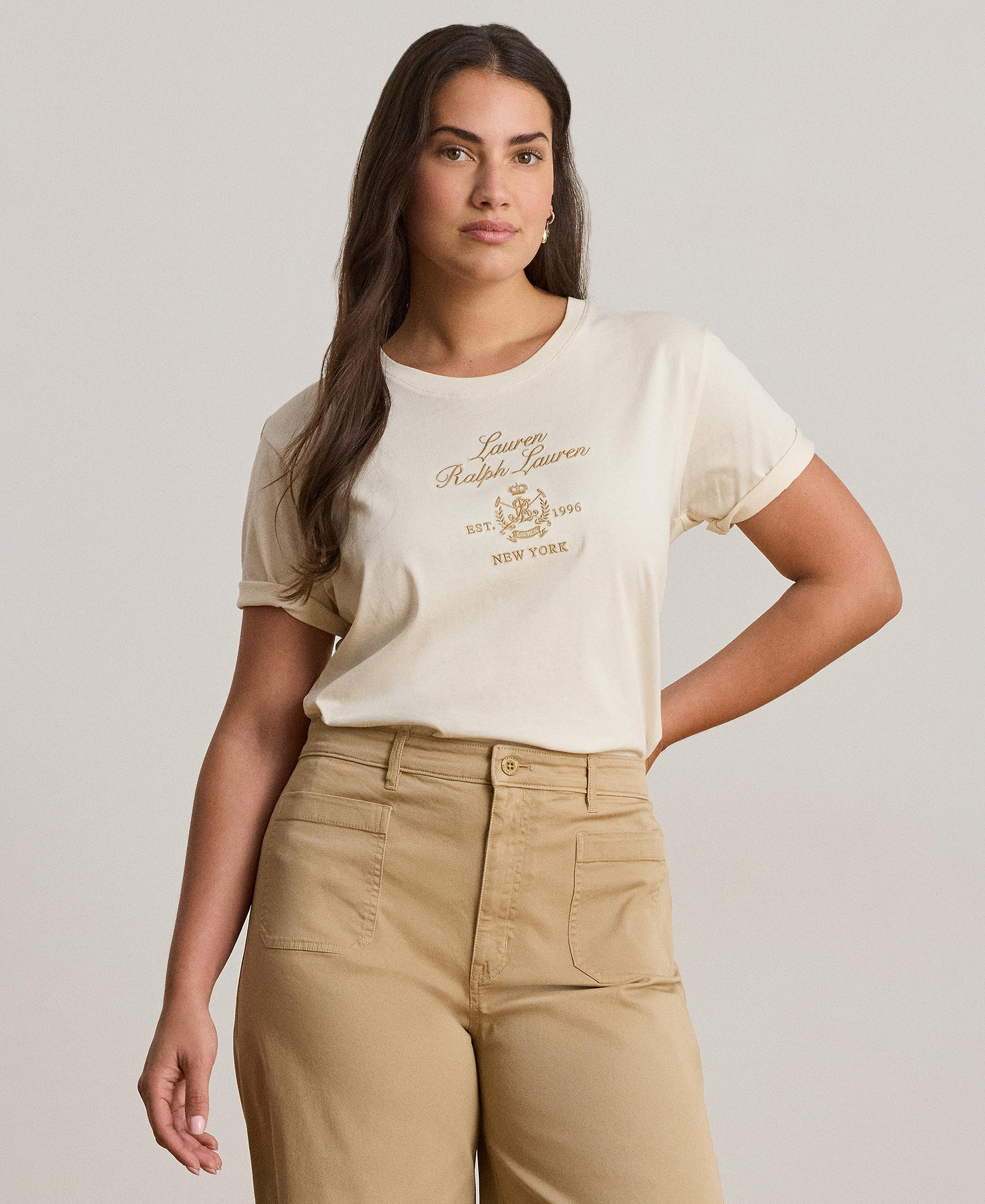 Lauren Ralph Lauren Women's Crewneck Short-Sleeve T-Shirt - Mascarpone Cream