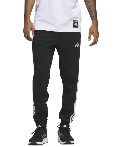 adidas Men's Essentials Three-Stripes Regular-Fit Fleece Joggers - Black/White